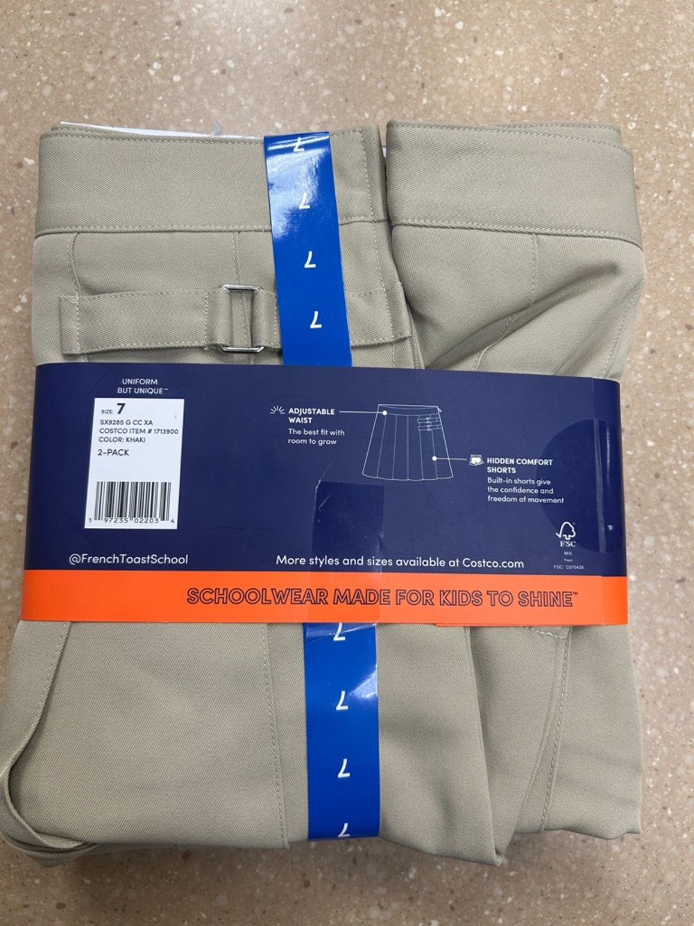 🔥5 FOR $15🔥French Toast 2-Pack Girls' 2-Tab Scooter Skorts - Size 7 - Picture 3 of 6